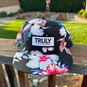 Truly Hard Seltzer Snapback Tiki Hat Hawaiian Floral Design Flat Bill Cap